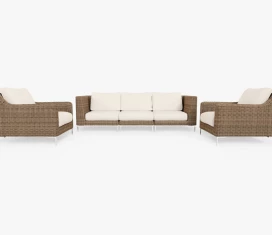Outer Brown Wicker Outdoor Sofa with Armchairs - 5 Seat